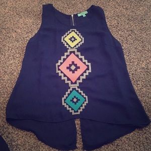 Navy top with Aztec design